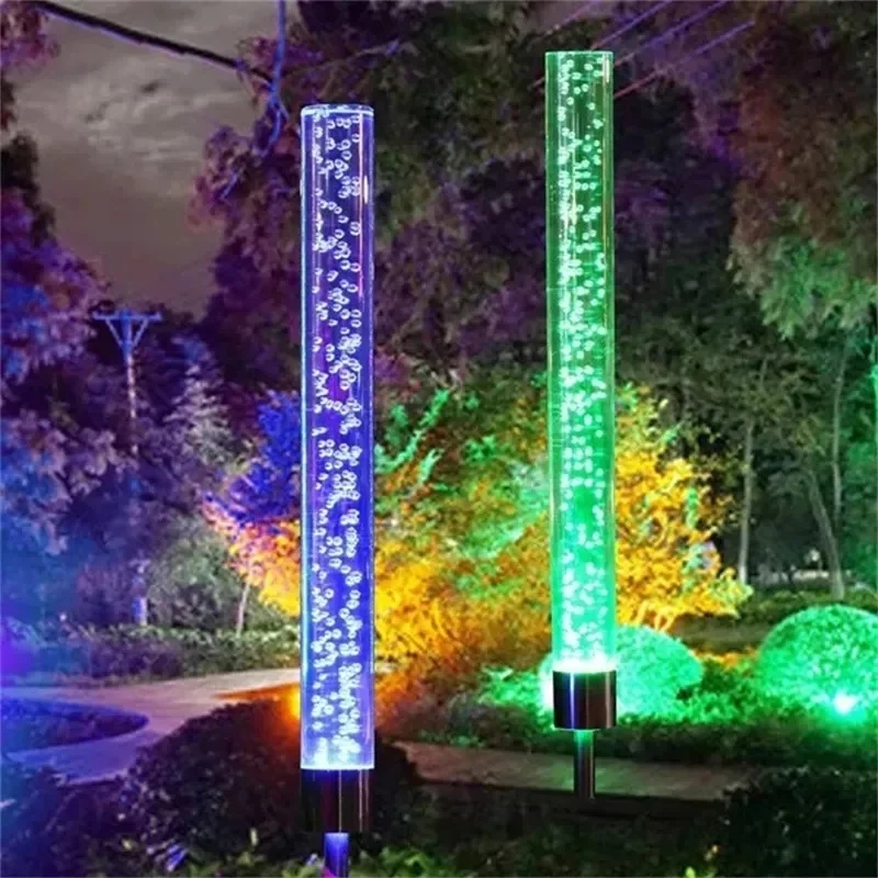 2/1PCS Solar Garden Lights Outdoor Solar Tube Lights Solar Acrylic Bubble Light Waterproof RGB Color Changing LED Solar Lights