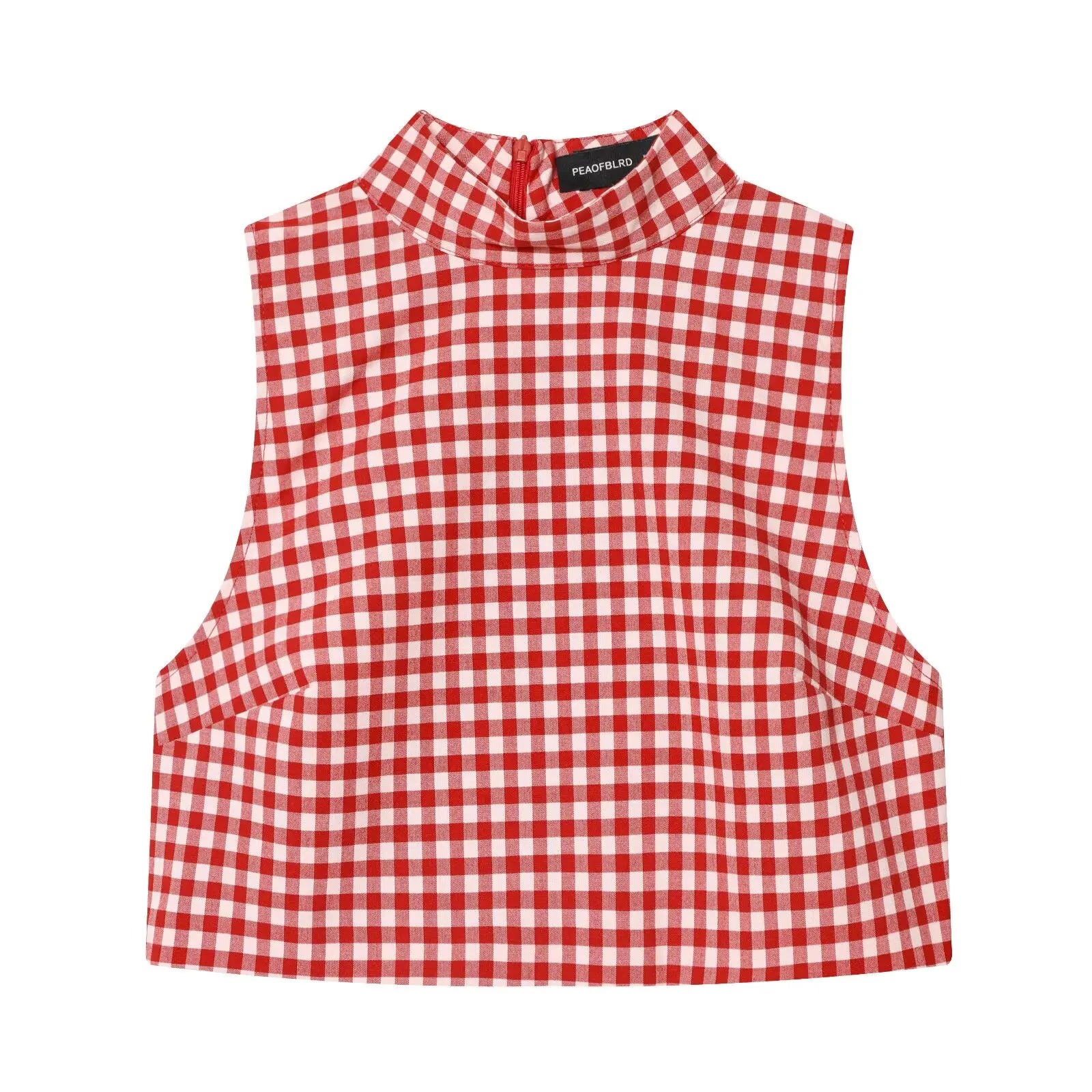 Willshela – gilet court imprimé à carreaux pour femmes, avec fermeture éclair au dos, col rond, sans manches, style vintage, chic, débardeur féminin