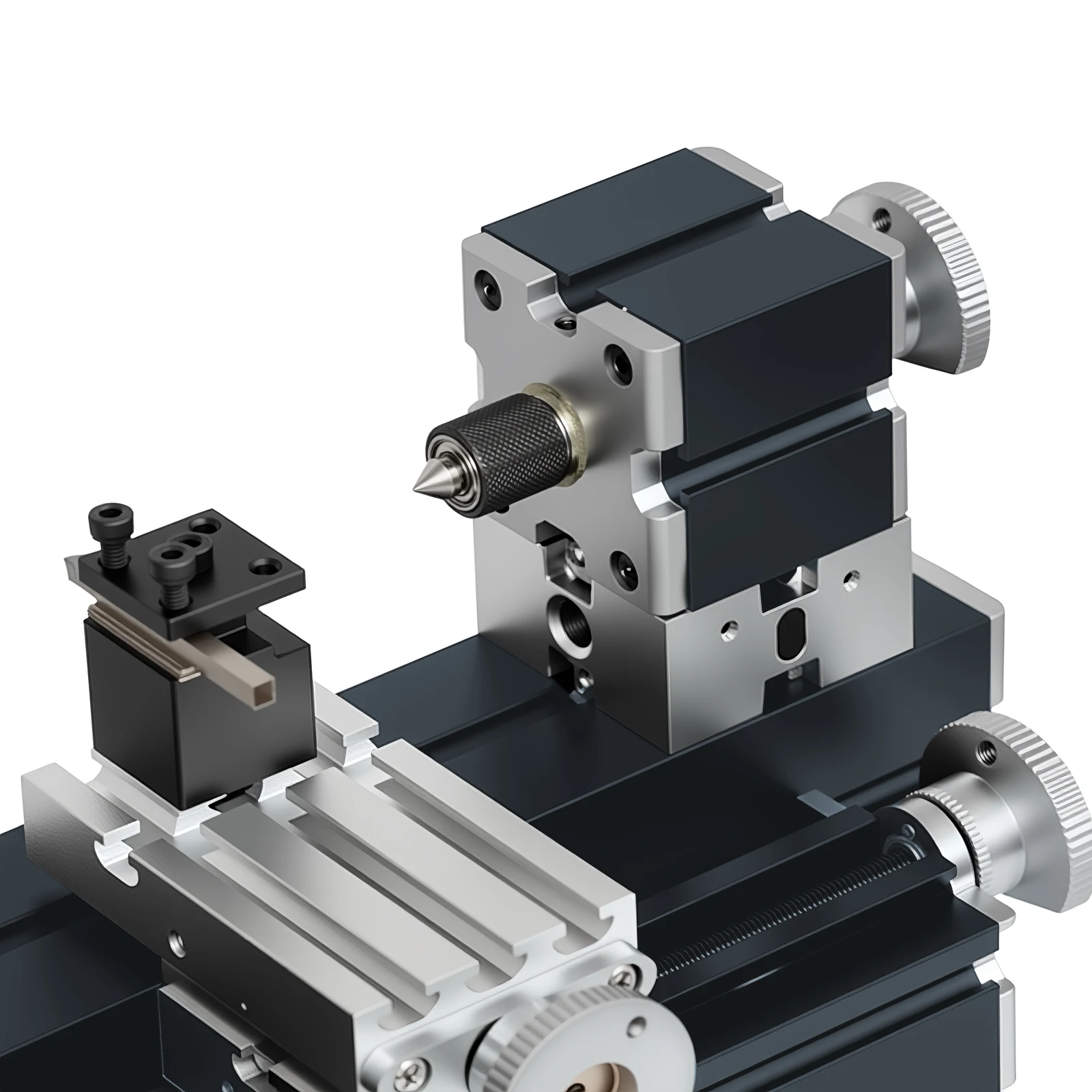 ZHRUI Miniature Metal Lathe 50mm Center Electroplated Heighten Mini DIY Lathe for Processing Aluminum,Wood, Plastic Materials