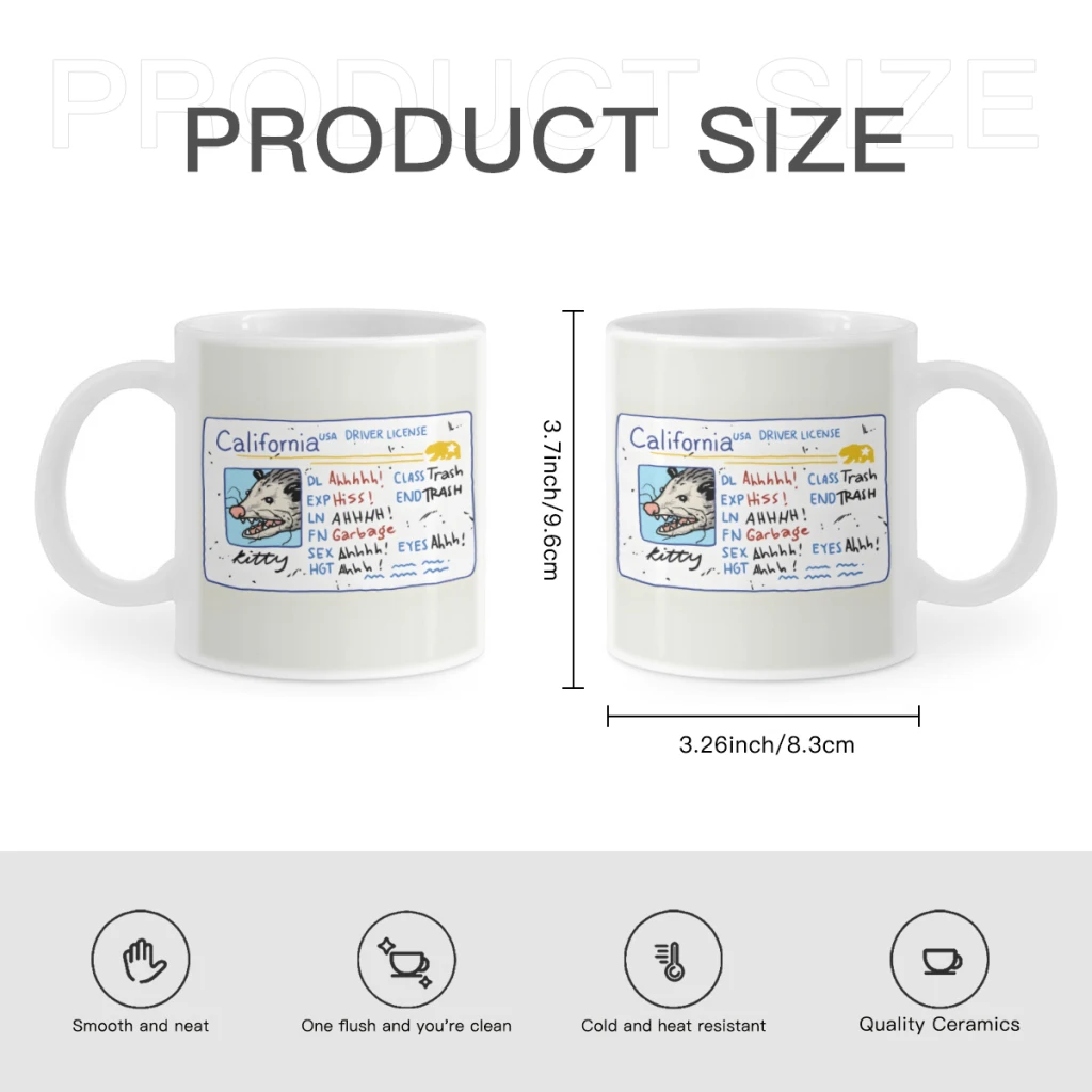 Opossum California drivers licenseCoffee Mug Tea Cup 11oz Coffee Cup Funny Birthday Ceramic Mug Personalized Cup