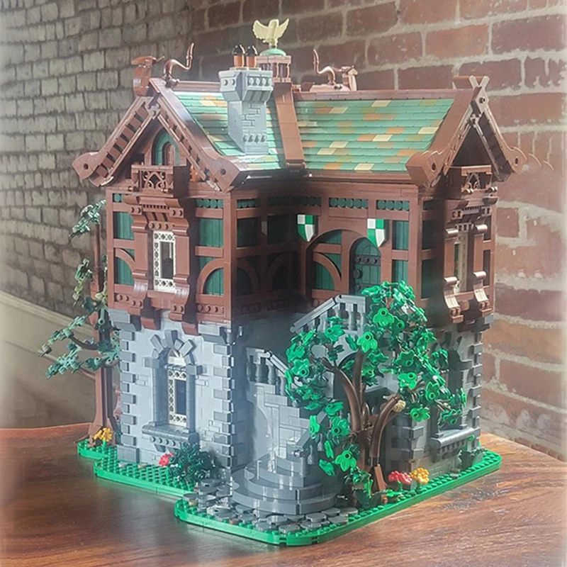 9485pcs Moc Green Dragon Bakery Medieval Modular Building Blocks Castle Creativity Assembly Bricks Toys Kids Educational Gifts