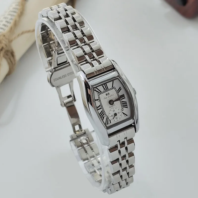 New Fashion Women's Watch Luxury Elegant Seconds Roman Dial Quartz Woman Tonneau Watches Golden Silver Clock For Girl Ladies
