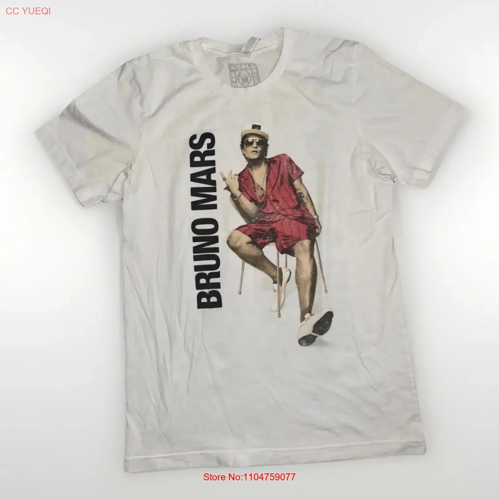 Bruno Mars 24K Magic World Tour T Shirt White Men s Medium 18x27 Concert Band vintage Washed streetwear Unisex Comfortable