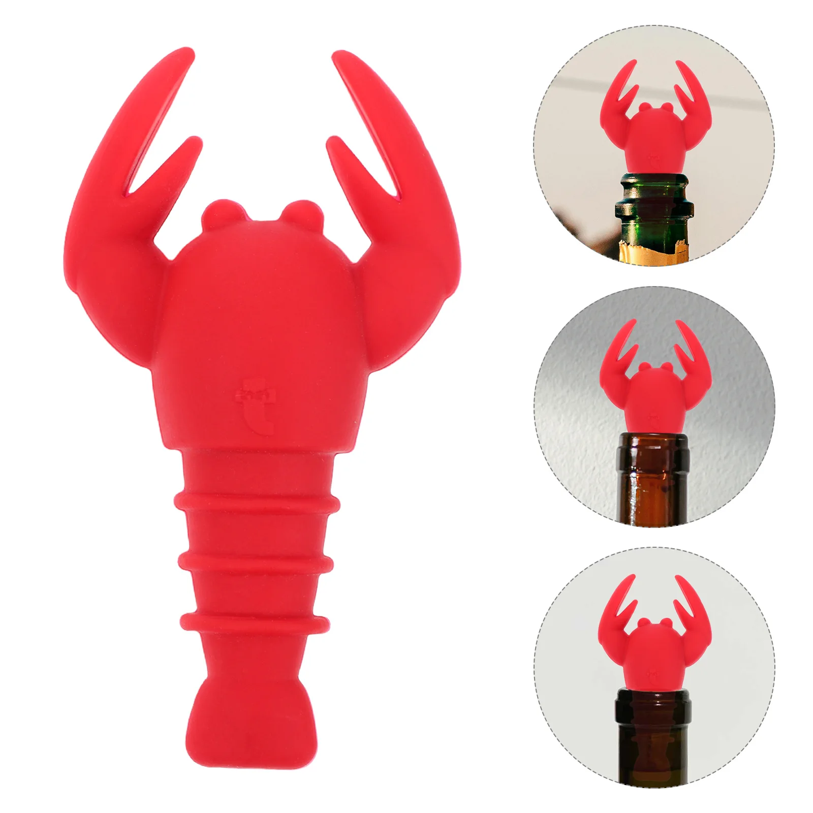 

2Pcs Bottle Stopper Reusable Silicone Plug Lobster Shaped Red Glass Bottle Cap for Olive Oil Vinegar Kitchen Bar