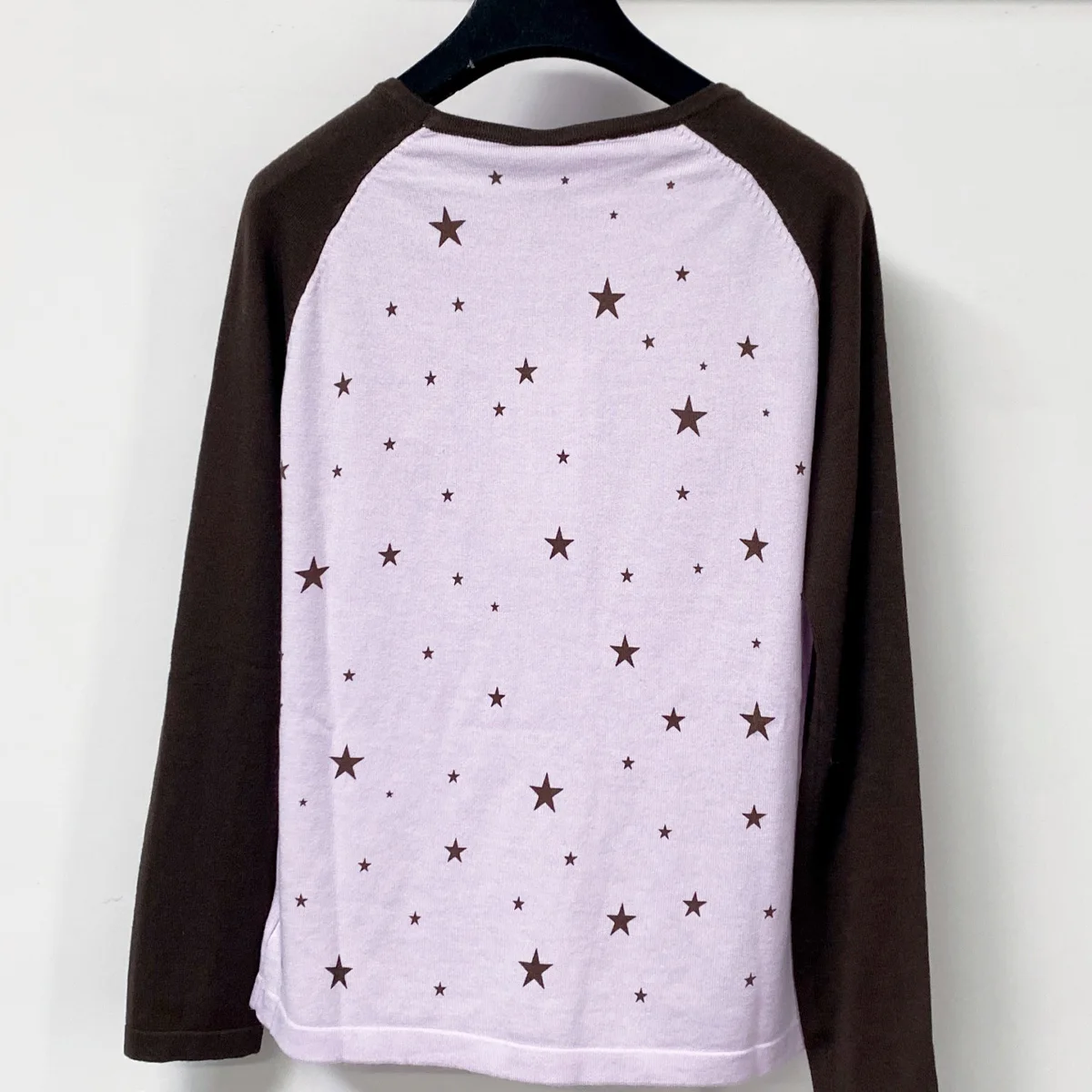 High Quality Women Star Print Raglan Long Sleeve Top, Round Neck Color Block Casual Knit Shirt lyt261021103