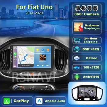 Radio samochodowe Qualcomm Android 16 do Fiata Uno 2014-2020, 2K QLED, multimedialny odtwarzacz wideo, GPS, stereo, CarPlay, Auto Head Unit, 4G, BT, DSP