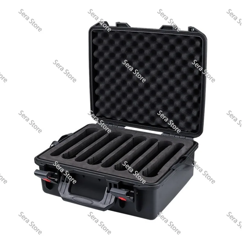 PP Material Double Layer Mic Case, Holds 8 Handheld & 8 Bodypack Wireless Mics, Shockproof Storage and Transport Box