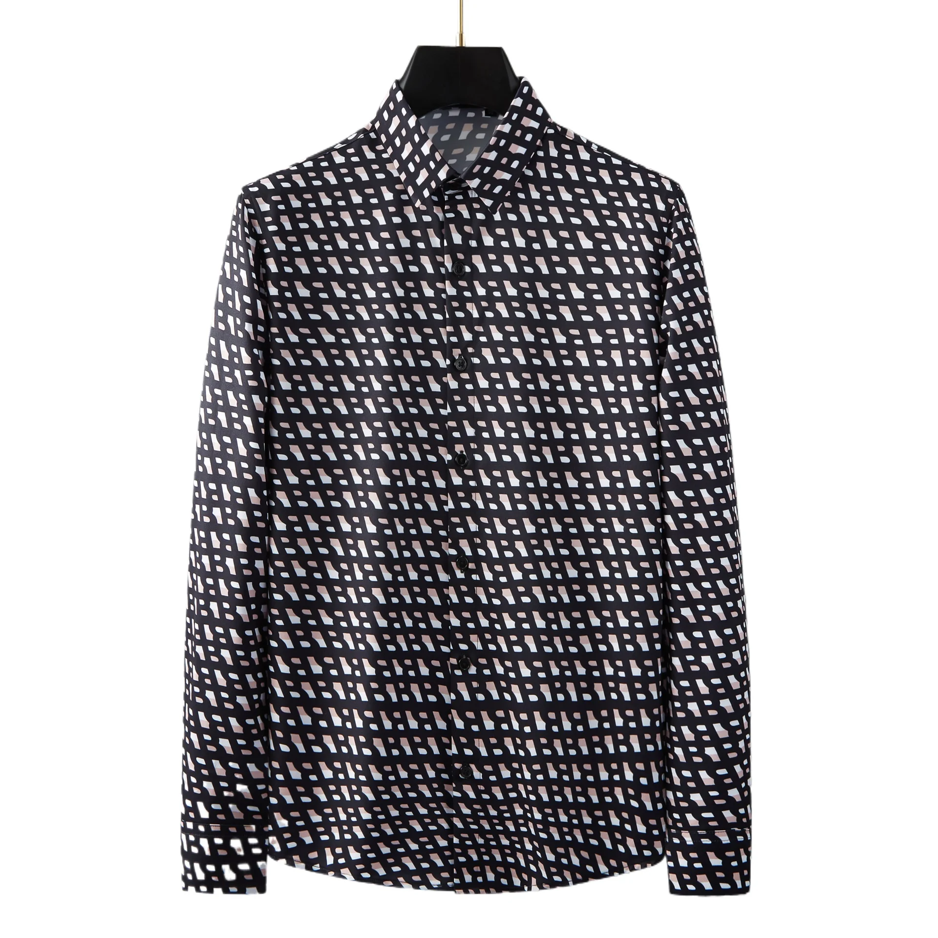 

Мужская рубашка с буквенным принтом, винтажная, повседневная, приталенная, с длинным рукавом, для деловых встреч, банкетов и вечеринок, мужская одежда 2026