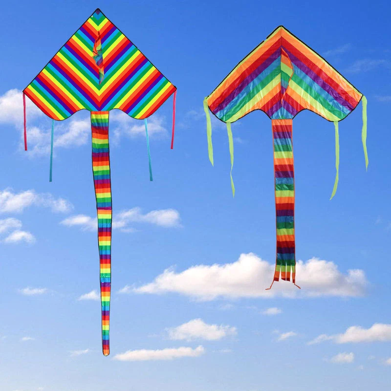 1-delig mode gemakkelijk vliegen lange staart kleur gestreepte vliegers nieuw ontwerp regenboog vliegeren speelgoed voor kinderen buitenplezier sport