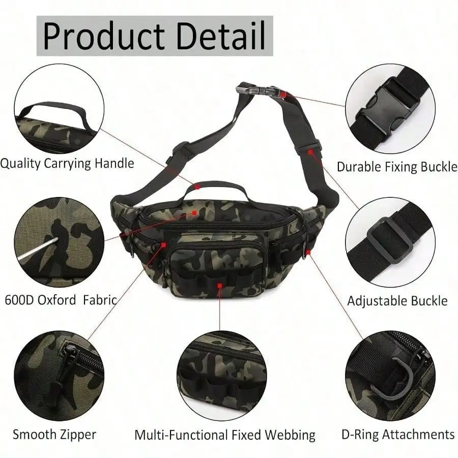 전술용 가방, 소형 낚시 도구 가방 허리 가방 휴대용 낚시 보관 허리 가방 야외 플라이 낚시 하이킹 가방