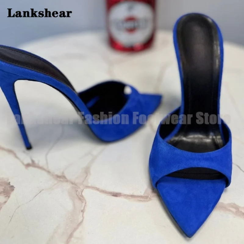 

Sexy Pointy Open Toe Mules Slippers Women Shoes Summer Elegant Stiletto Heels High Heels Slippers Sandalias De Mujer Verano
