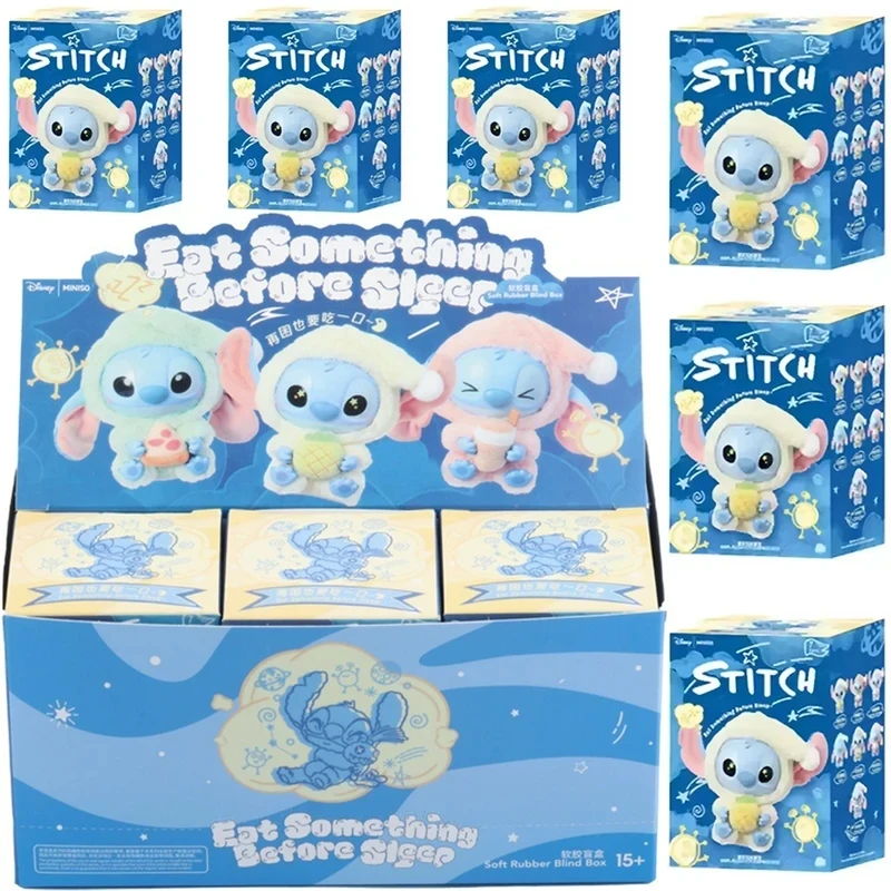 Stitch Eat Some Thing Before Sleep Series Schattige pluche pop Vinyl Blind Box Mystery Toy Cadeau voor volwassenen