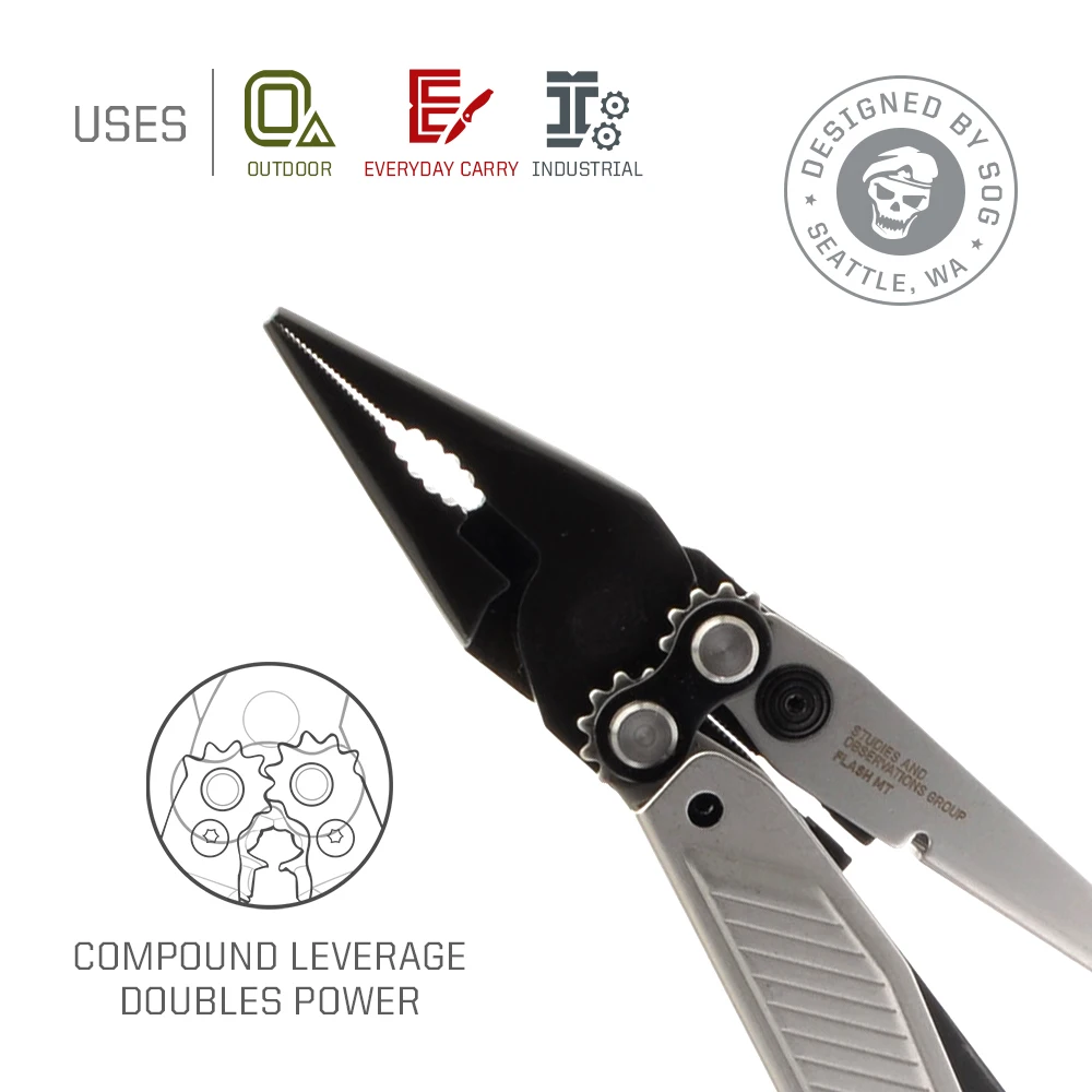 SOG 7 in 1 FLASH MT Multi-tool Folding Pliers With Knife Pocket EDC Portable Outdoor Hiking Camping Equipment Cutter Hand tools