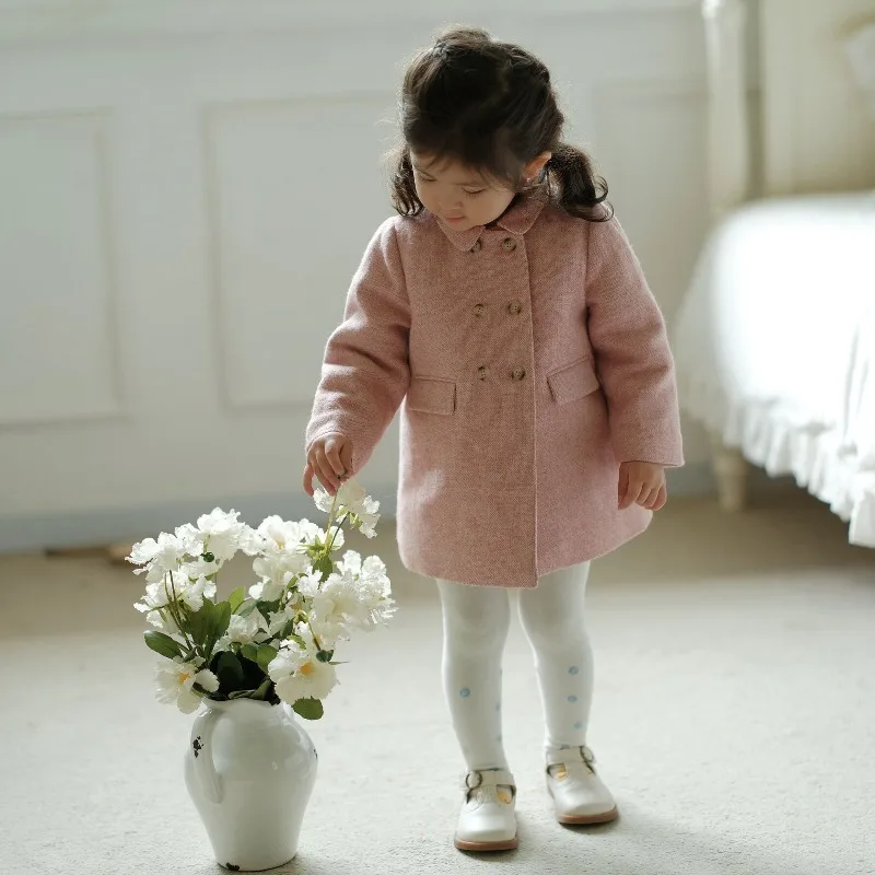 

Ins Winter Girls' Woolen Wool Coat Padded Thickened Jacket Winter Windproof Outing Clothes Children Boutique Christmas Clothes