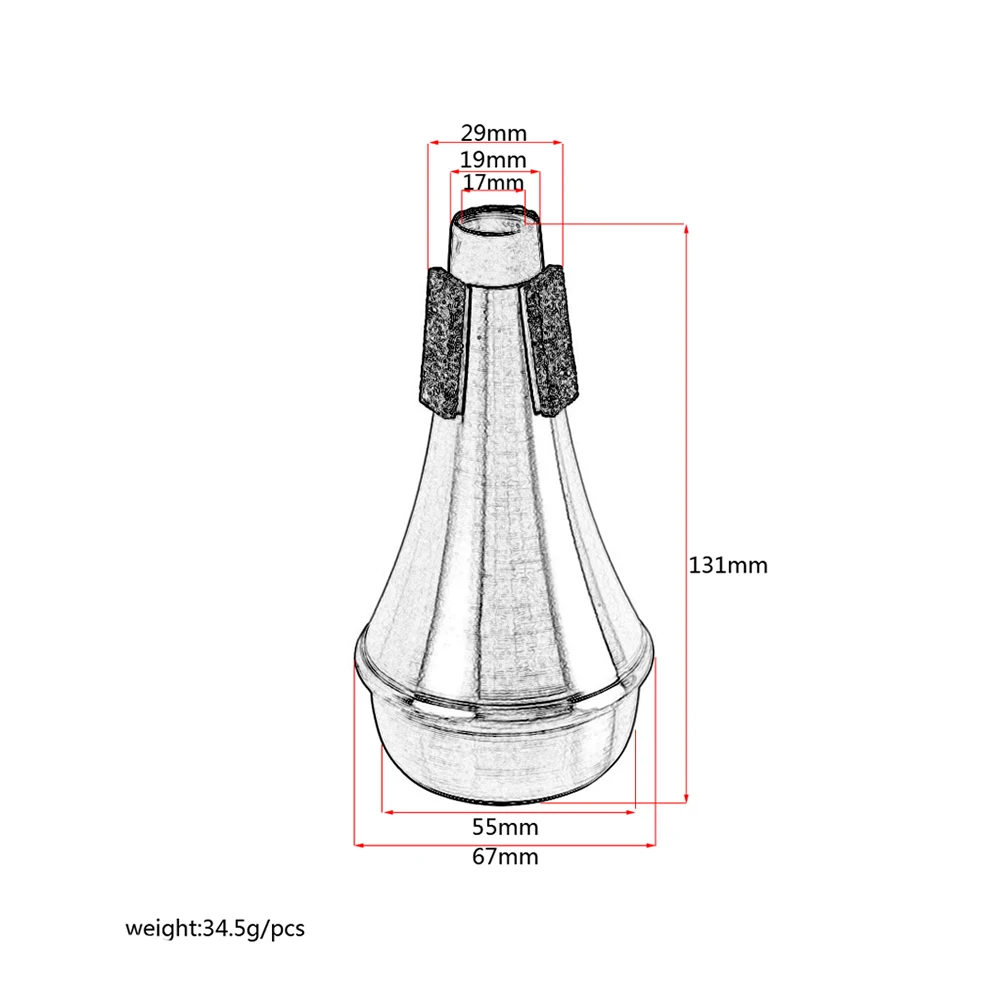 

Trumpet Straight Cup For Beginner Durable Metal Practice Mute Fit All Trumpets Sound Weak Mute Cork Ca109 Silver