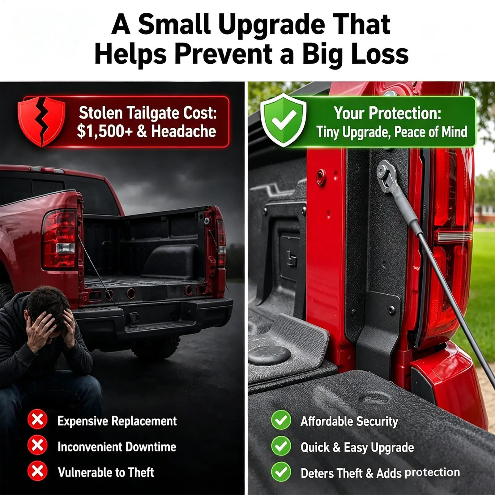 Truck Tailgate Locks Heavy-Duty No-Drill Anti-Theft Locking Assembly Protector Tailgate Protector For Door Gate Load Dump