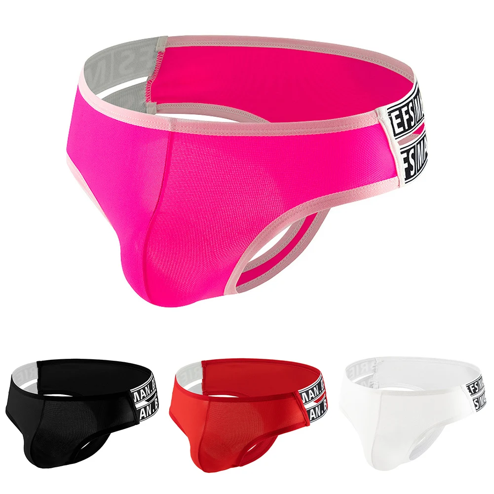 

Men Sexy Solid Side Elastic Briefs Waist G-strings Thongs Gay Sissy Bulge Pouch Summer Men's Panties Simple Mens Sexy Underwear