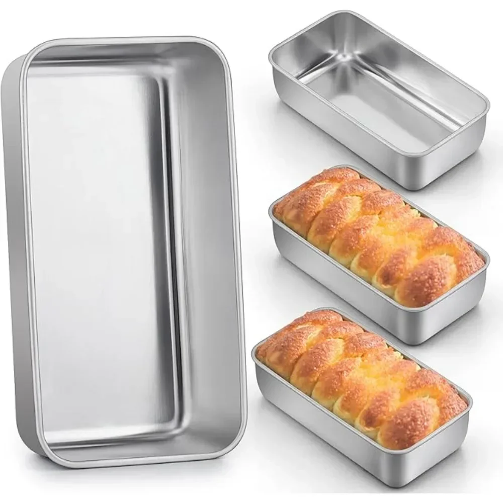 3PCS Stainless Steel Bread Pan Homemade Quiche Brownie Tools Lasagna Bar Baking Oven Non Stick Coating Easy To Peel and Clean