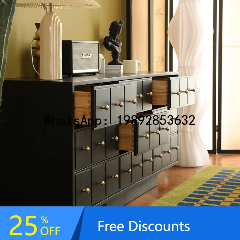 

simple retro black multi-chest bedroom storage locker drawer home