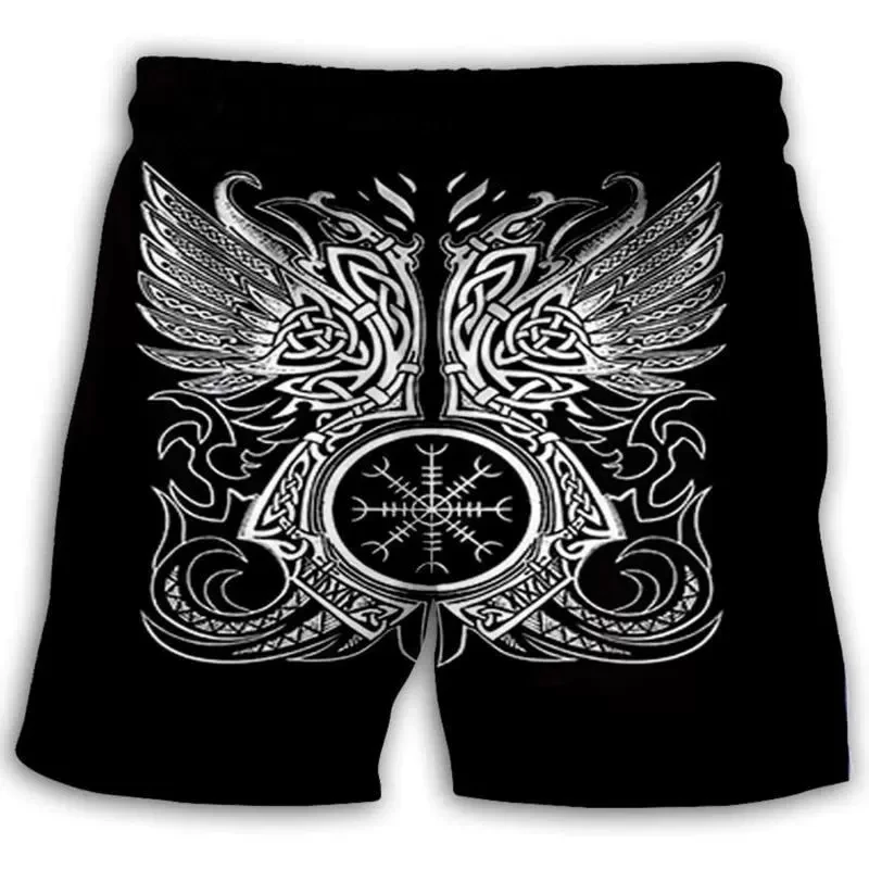 

Viking Myth Valhalla Totem 3D Print Beach Shorts Graphic Men's Casual Sport Shorts Summer Surfing Shorts Comfortable Short Pants