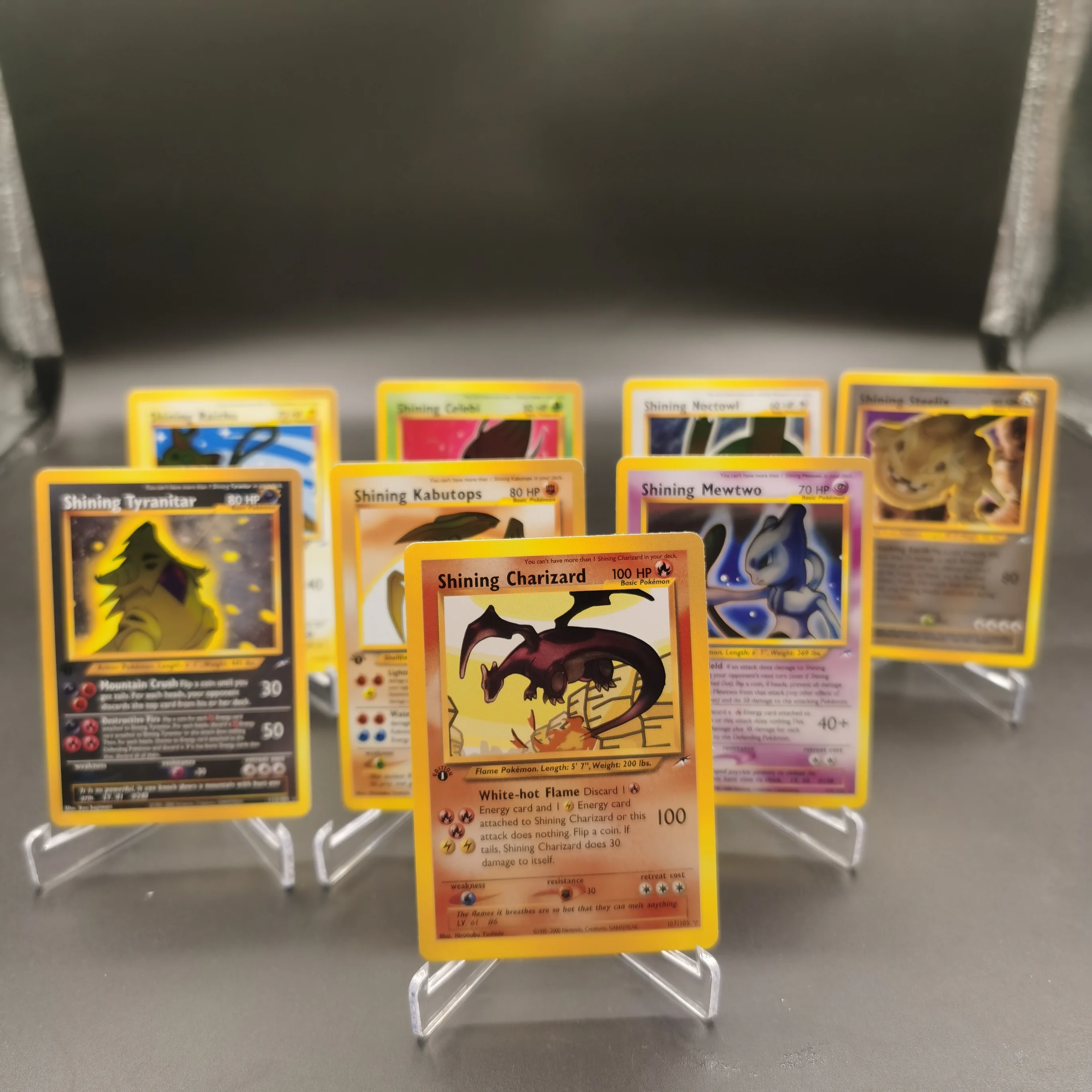 Kolekcja PTCG DIY Karty Blaski Charizard Mewtwo Celebi Raichu EN Samodzielnie Wykonane Pojedyncze Karty Klasyczna Gra Anime Karta Prezent Zabawka