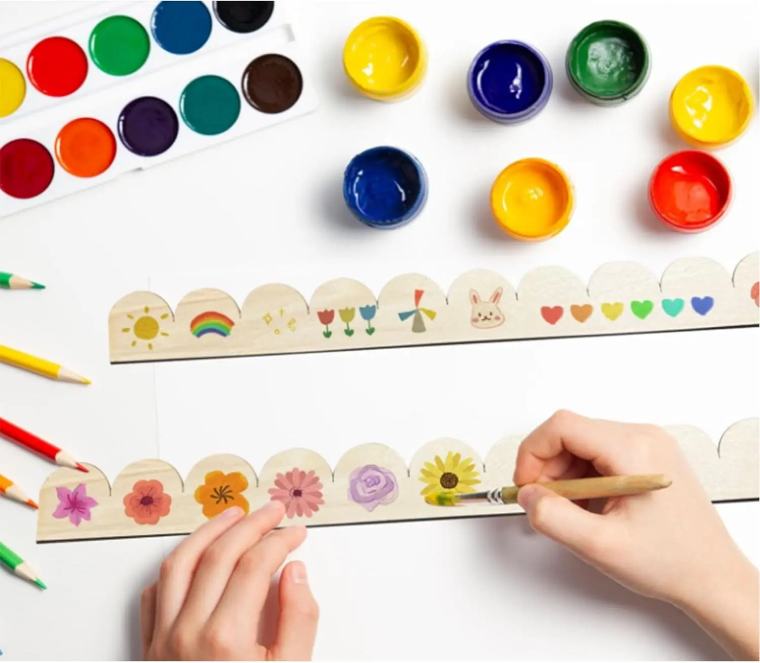 6 неоконченных деревянных декоративных молдингов с волнистым краем для DIY