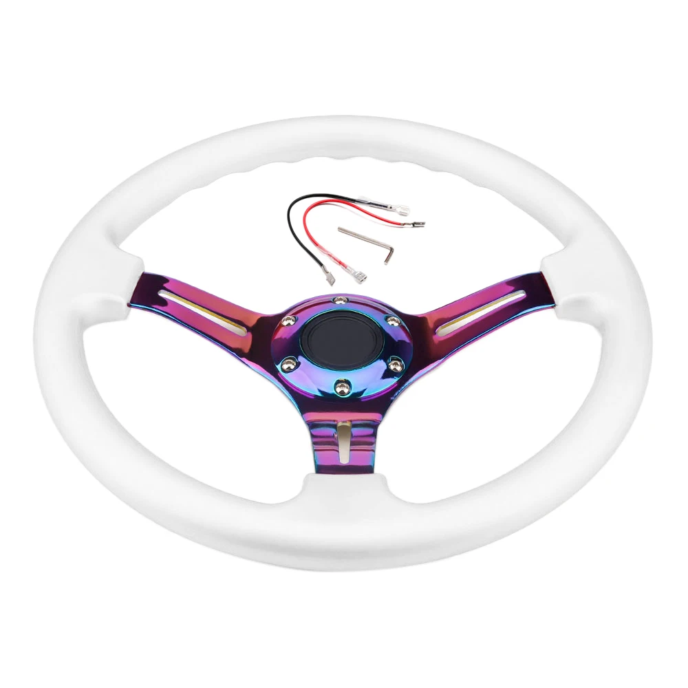 

Chrome 350mm 14Inch ABS Racing Steering Wheel 45mm Deep Dish Car Steering Wheel Universal