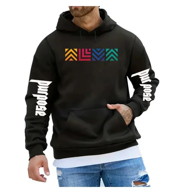 Men's Purpose Printed Sweatshirt Casual Loose Hoodies Fashion Soft Pocket Hoodies Autumn Long Sleeve Warm Clothes