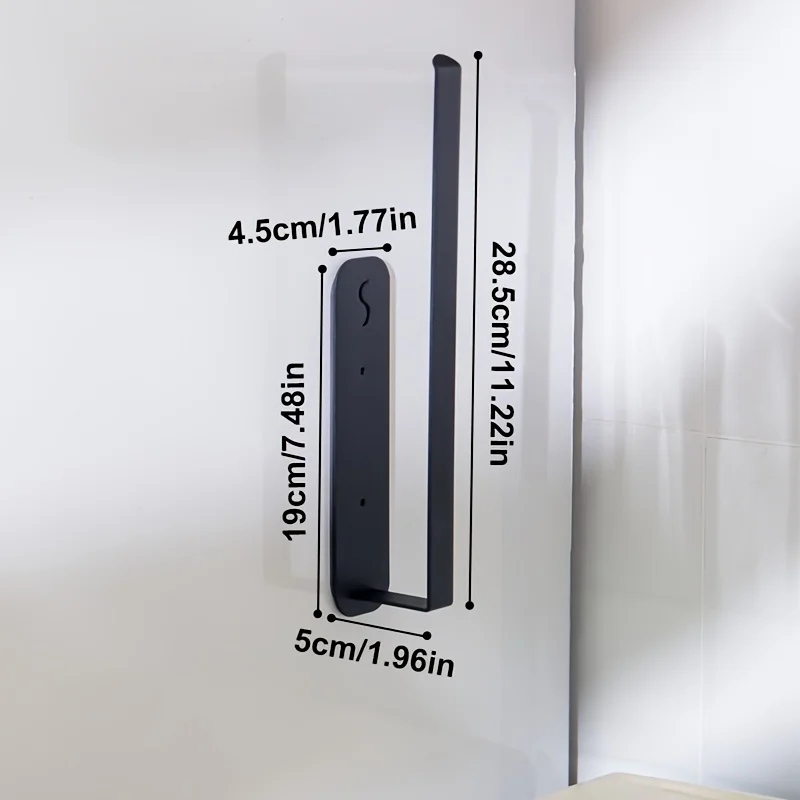 1pc Black Magnetic Paper Roll Holder Wall Mounted Iron Paper Towel Rack Towel Bar Rack for Refrigerator Home Storage Organizatio