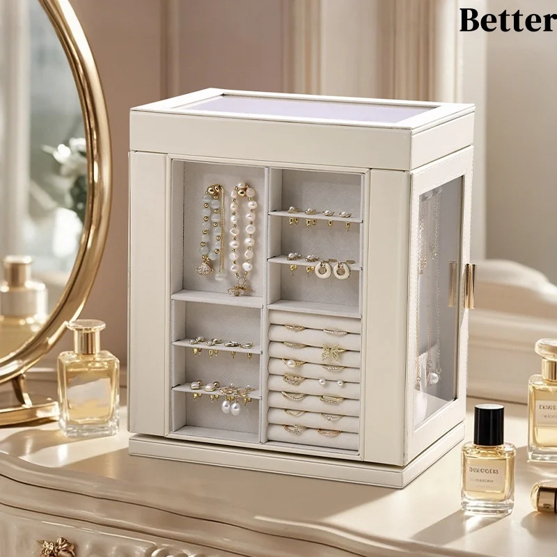 

Exquisite Rotating Jewelry Storage Box, Large Capacity Organizer Box for Rings Earrings Necklaces
