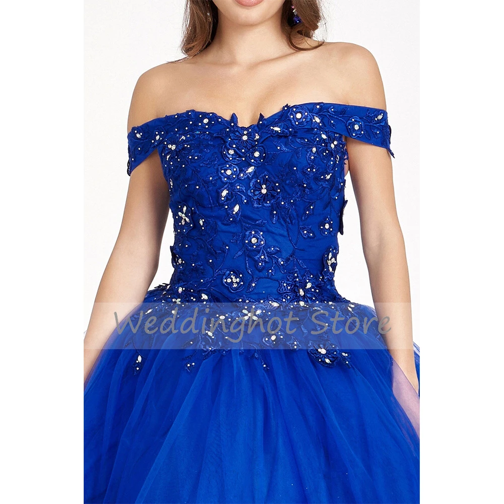 Lilac luksusowe sukienka na Quinceanera suknia Off the Shoulder 2023 suknie na Quinceanera kryształ aplikacja z koronki słodkie 15, 16 suknie długie