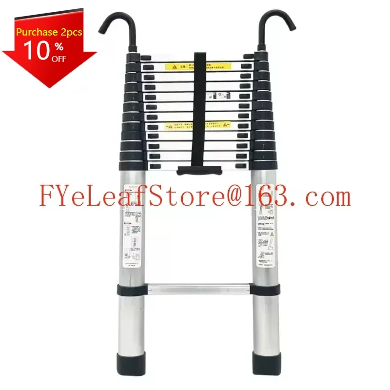 2M 2.2M 2.6M Aluminum Alloy Ladder Portable Telescopic Household Folding Lifting Hook Pedal Single Ladder Indoor And Outdoor