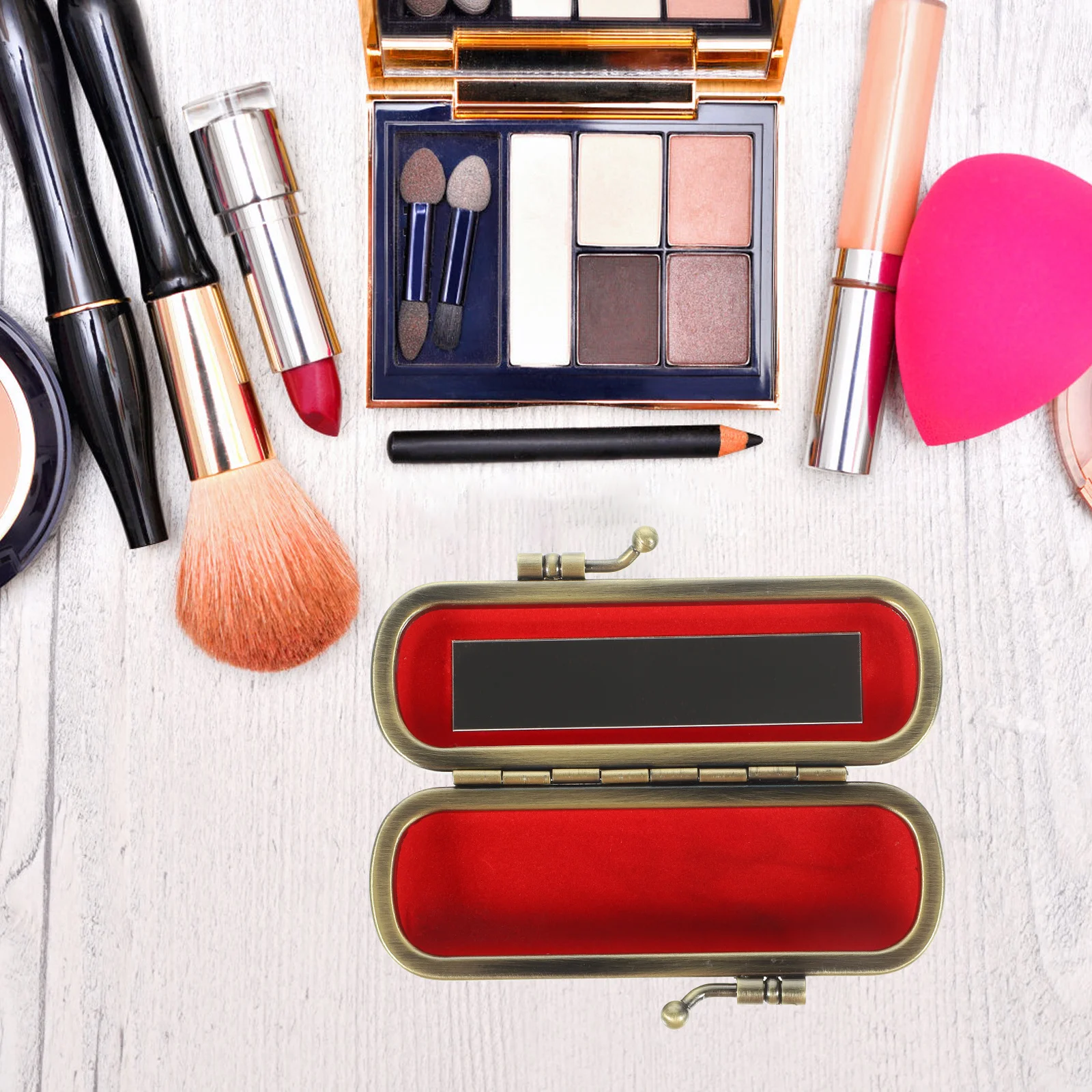 ヴィンテージ口紅ボックスポータブル軽量口紅ホルダー屋外旅行収納トラベルアクセサリーポータブルリップクリームボックス