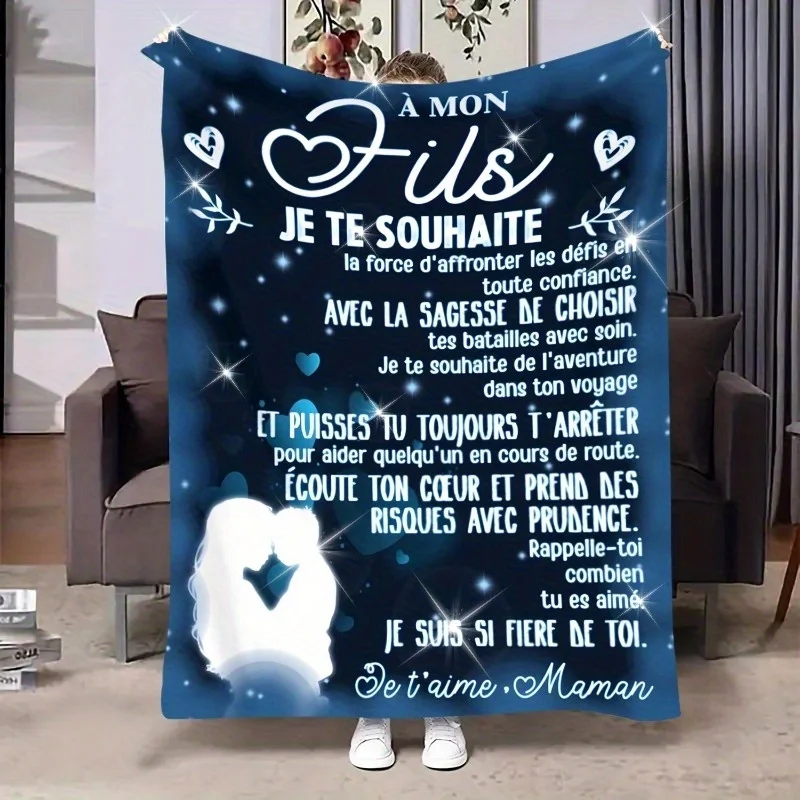 Personalized French Blanket Mother To Son Love Message Soft Fleece Throw Gift Home Decor Family Theme