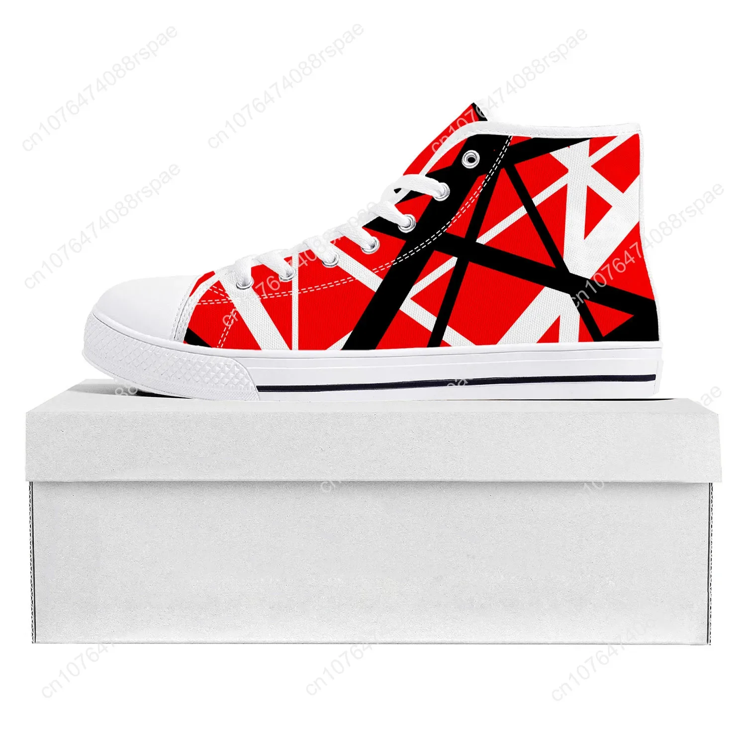 Van Halen 5150 Stripe Metal Rock Band High Top High Quality Sneakers Mens Womens Teenager Canvas Sneaker Couple Shoe Custom Shoe