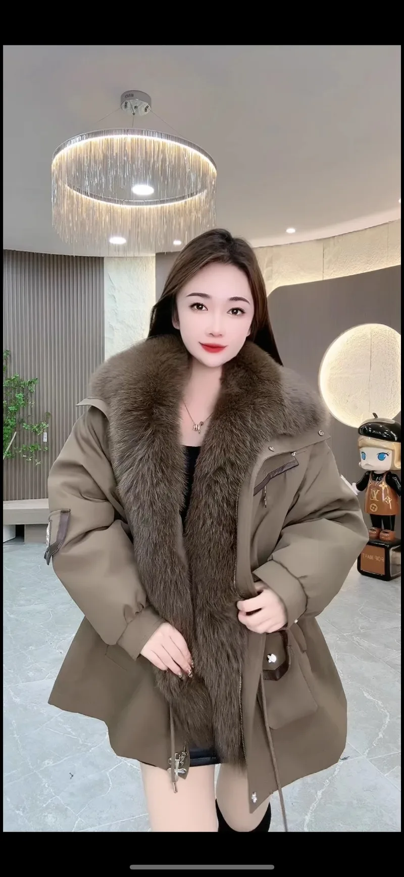 2024 Winter New Medium and Long Fox Fur Collar Rex Rabbit Liner Removable Fur Jacket Coat For Women