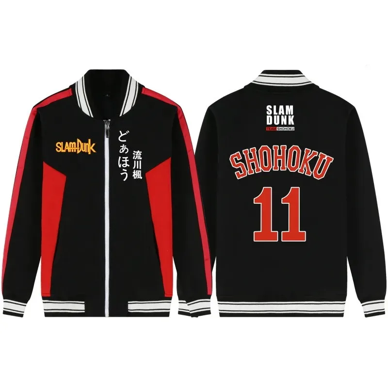 2025 ใหม่อะนิเมะคอสเพลย์ Slam Dunk Shohoku SAKURAGI เบสบอลแจ็คเก็ต RUKAWA MITSUI Akagi MIYAGI บาสเกตบอลเสื้อกันหนาวขนแกะ Kodiak
