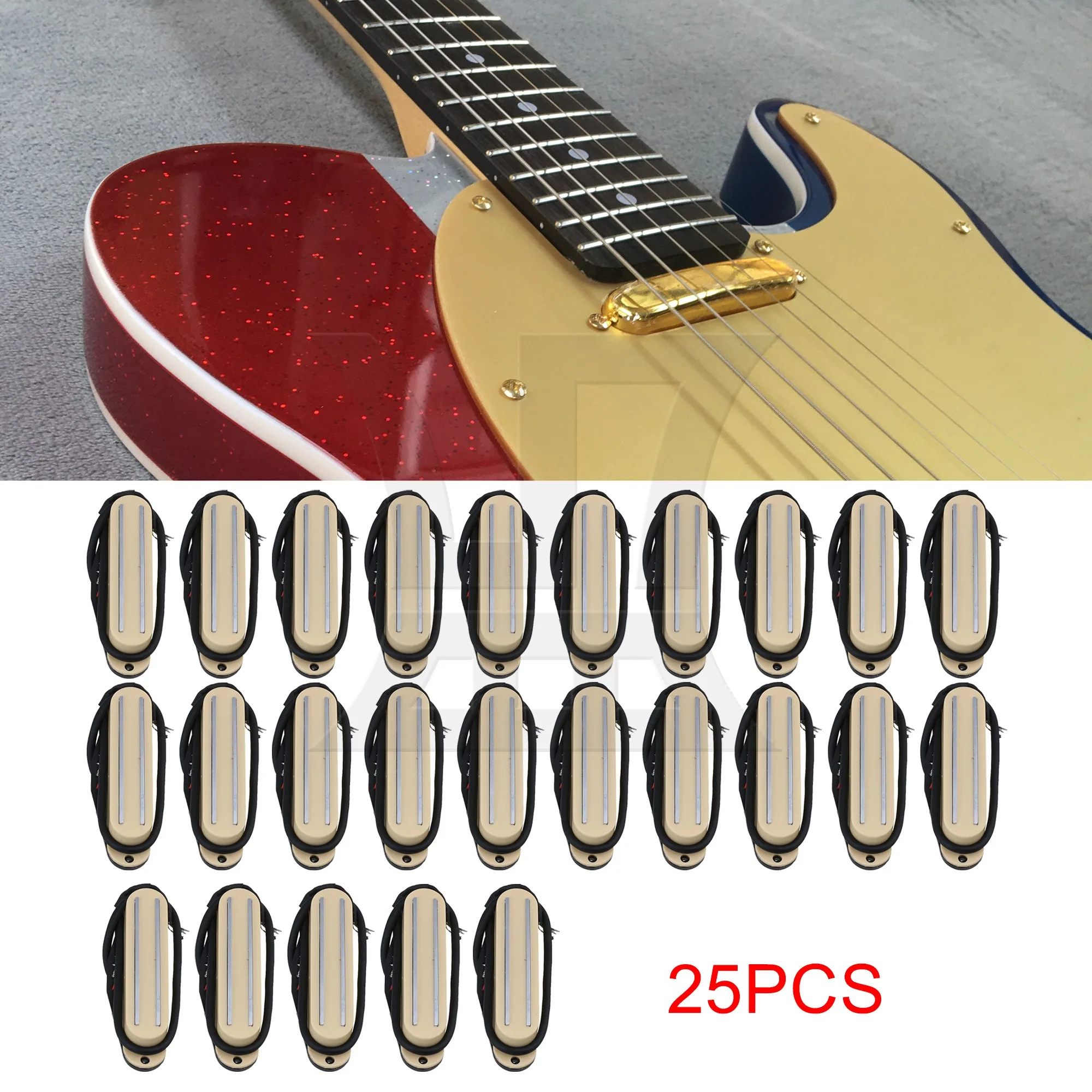 

Yibuy 1 Set Of 25-Piece Guitar Dual-Rail Pickups, High-Quality Material 3.35x0.79 Inches