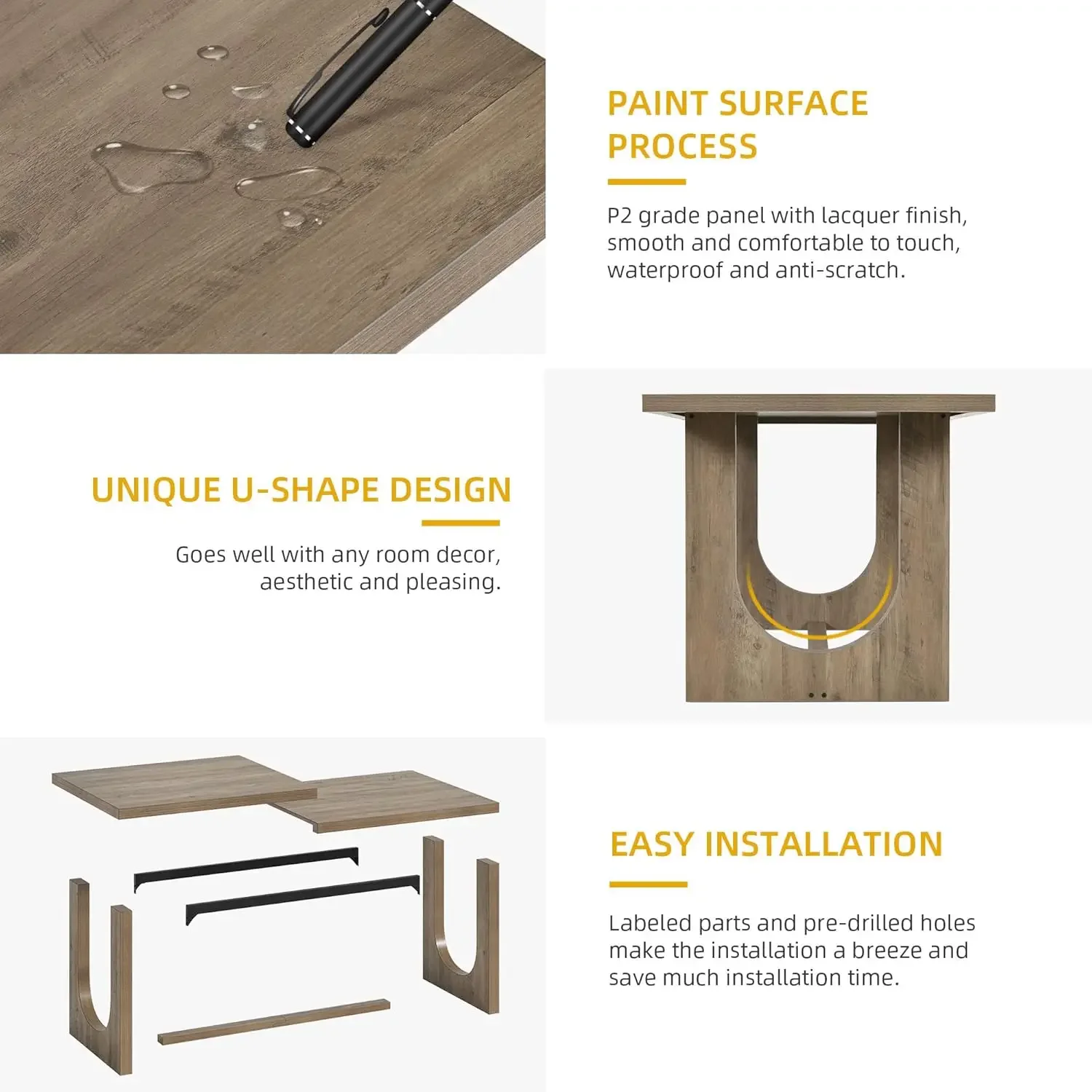 Dining Room Table for 6-8 People 70.86" Large Rectangle Dining Table Farmhouse Kitchen Table with Heavy Duty Wooden Base Rustic