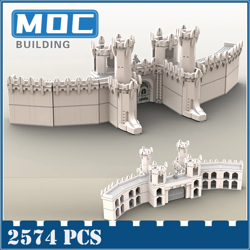 Le Pareti di Minas-Tirith MOC Building Blocks Bianco Città Castello Architettura Modello di Scena Set Mattoni Fai da Te Assemblaggio Giocattolo Regali di Natale