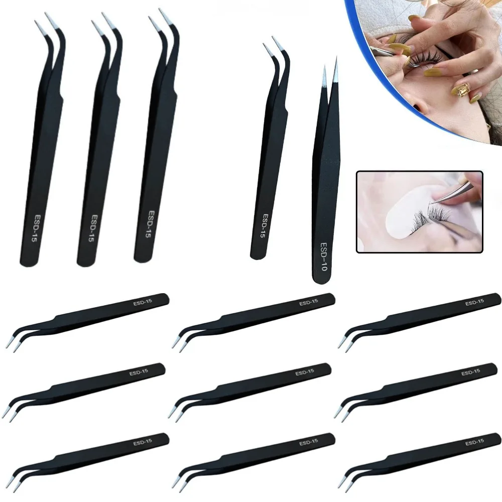 1/2/3/4/5/PCS Stainless Steel Curved Straight Eyebrow False Eyelash Tweezers Nail Art Extension Makeup Tool Eeyelashes Tweezers