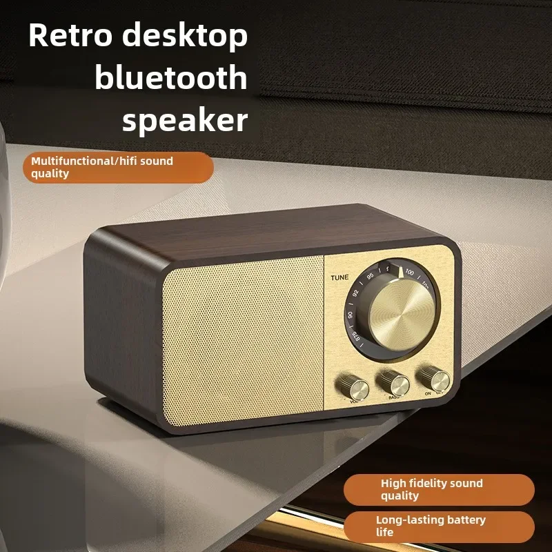 Portable Retro Bluetooth Speaker, Vintage Classic Speaker, Radio, Wireless, Bluetooth 5.0, Wooden, Subwoofer