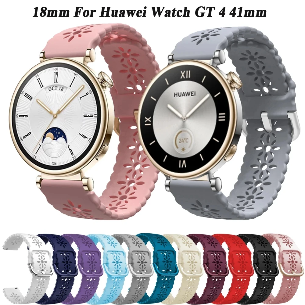 

Ремешок силиконовый для Huawei Watch GT 4, браслет для смарт-часов Huawei Watch GT4 41 мм, 18 мм 41 мм