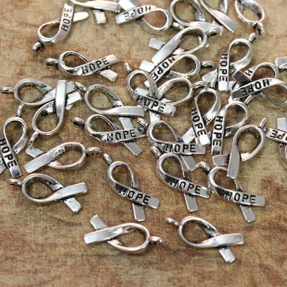 Delysia King 15Pcs Hope Charms Ribbon Pendants Antiqued Tone Making DIY Handmade Accessories Craft Jewelry Decoration