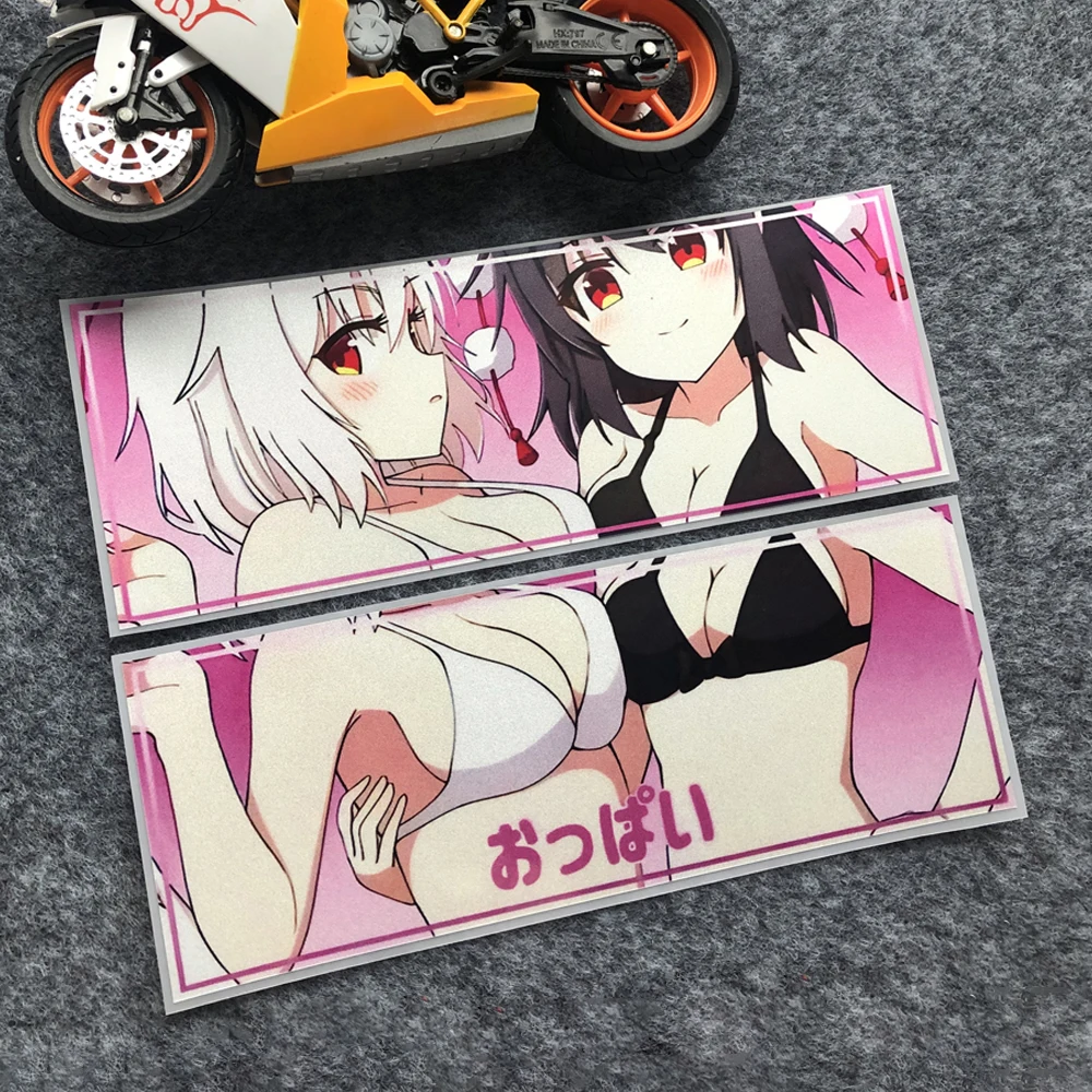 

JDM Anime Bikini Girl Reflective Car Stickers Motorcycle Auto Body Window Windshield Bumper Moto Helmet Accessories Decals