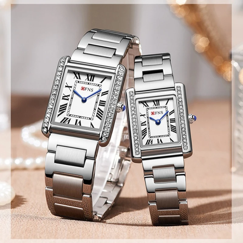 ساعة SANDA الأكثر مبيعًا للزوجين عصرية مربعة بمقياس روماني للرجال والنساء ساعة كوارتز مقاومة للماء وعرض مباشر