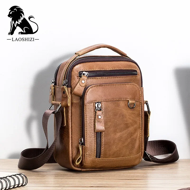 Imagem -02 - Bolsa de Ombro de Couro Genuíno para Homens Bolsa Crossbody 100 Bolsa de Mensageiro de Couro Masculino Novo Bolsa de Designer 2023