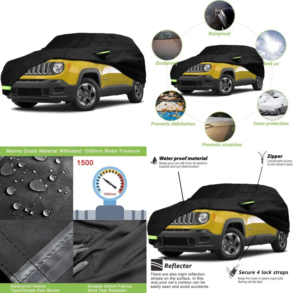 

Waterproof Custom Fit Car Cover for 2015-2024 Jeep Renegade, 210T Material, 100% Waterproof and Windproof, with Straps for Secur