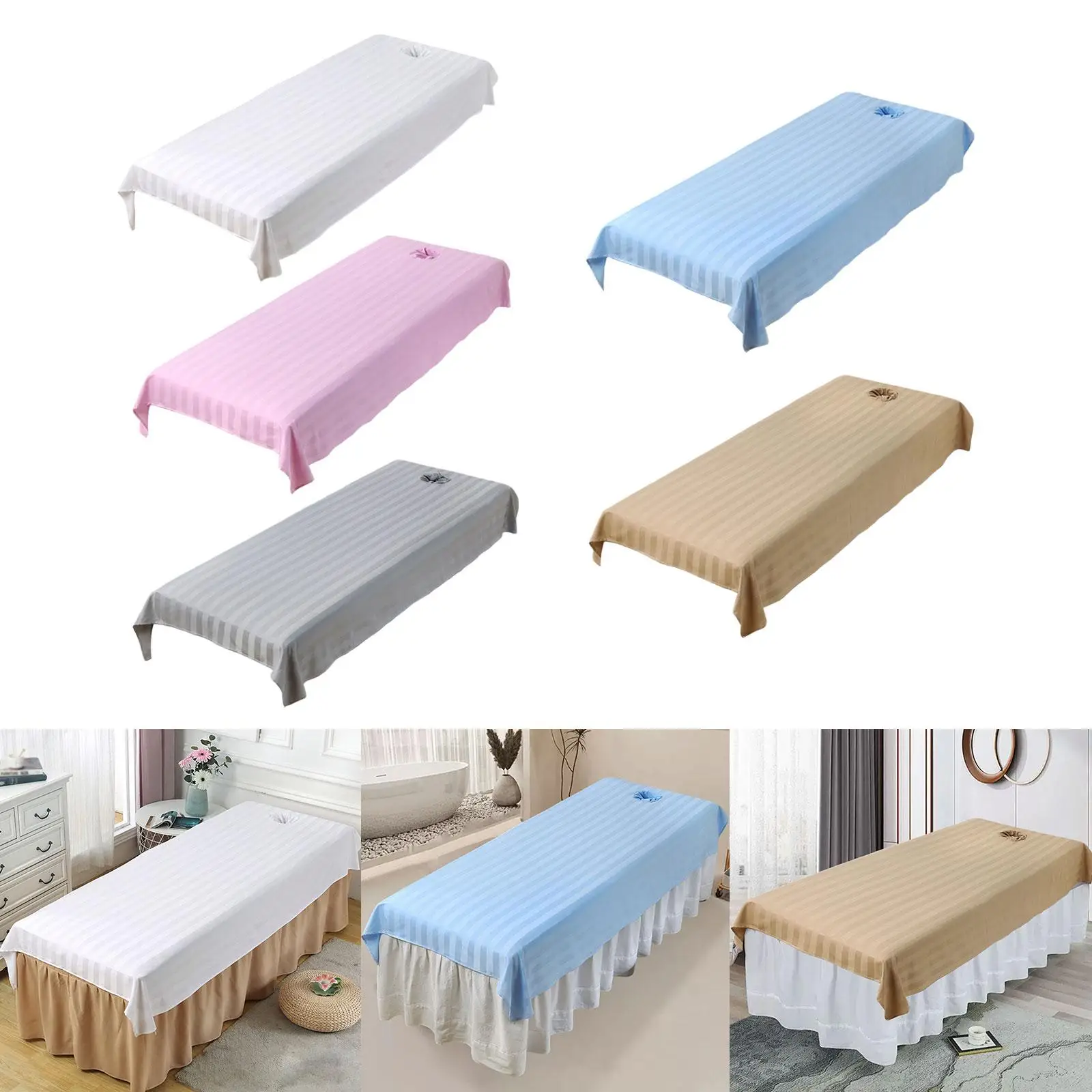 Massage Table Sheet Reusable Professional Breathable Tools Accessories Washable Massage Couch Cover Flat and Fitted Sheet