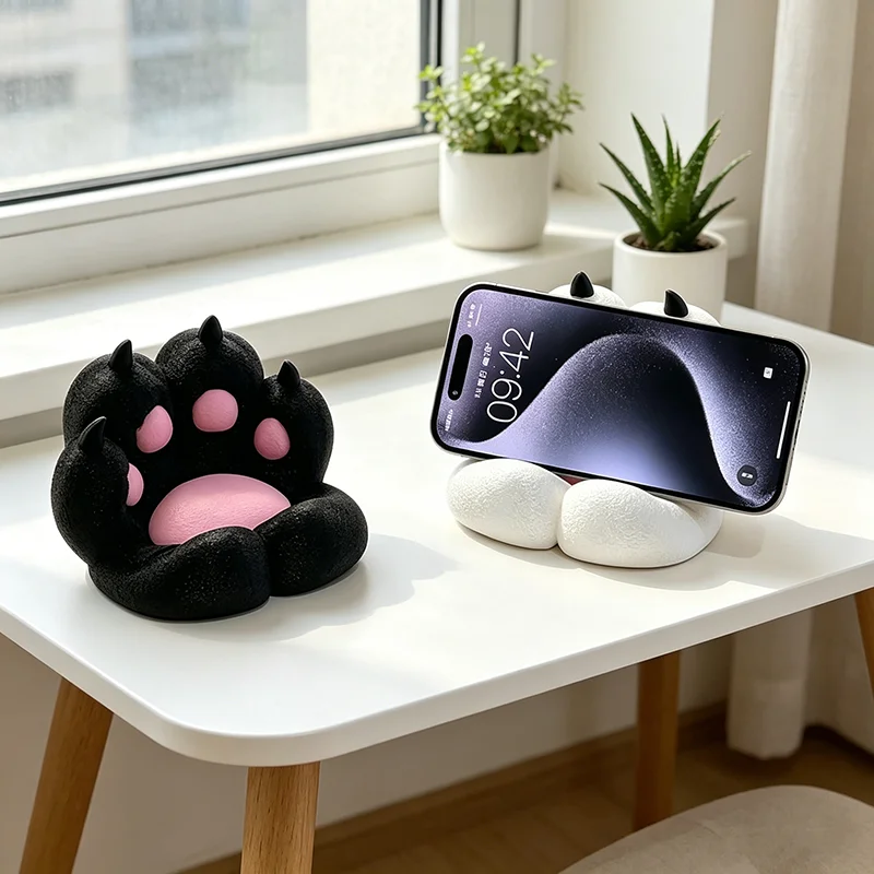 Cute Cat Paw Phone Stand, 3D Print Desktop Holder, Anti-Slip Lazy Bracket for Watching Videos